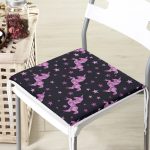 Realhomes Siyah Zeminde Pembe Yıldız Dijital Baskılı Modern Sandalye Minderi Realhomes