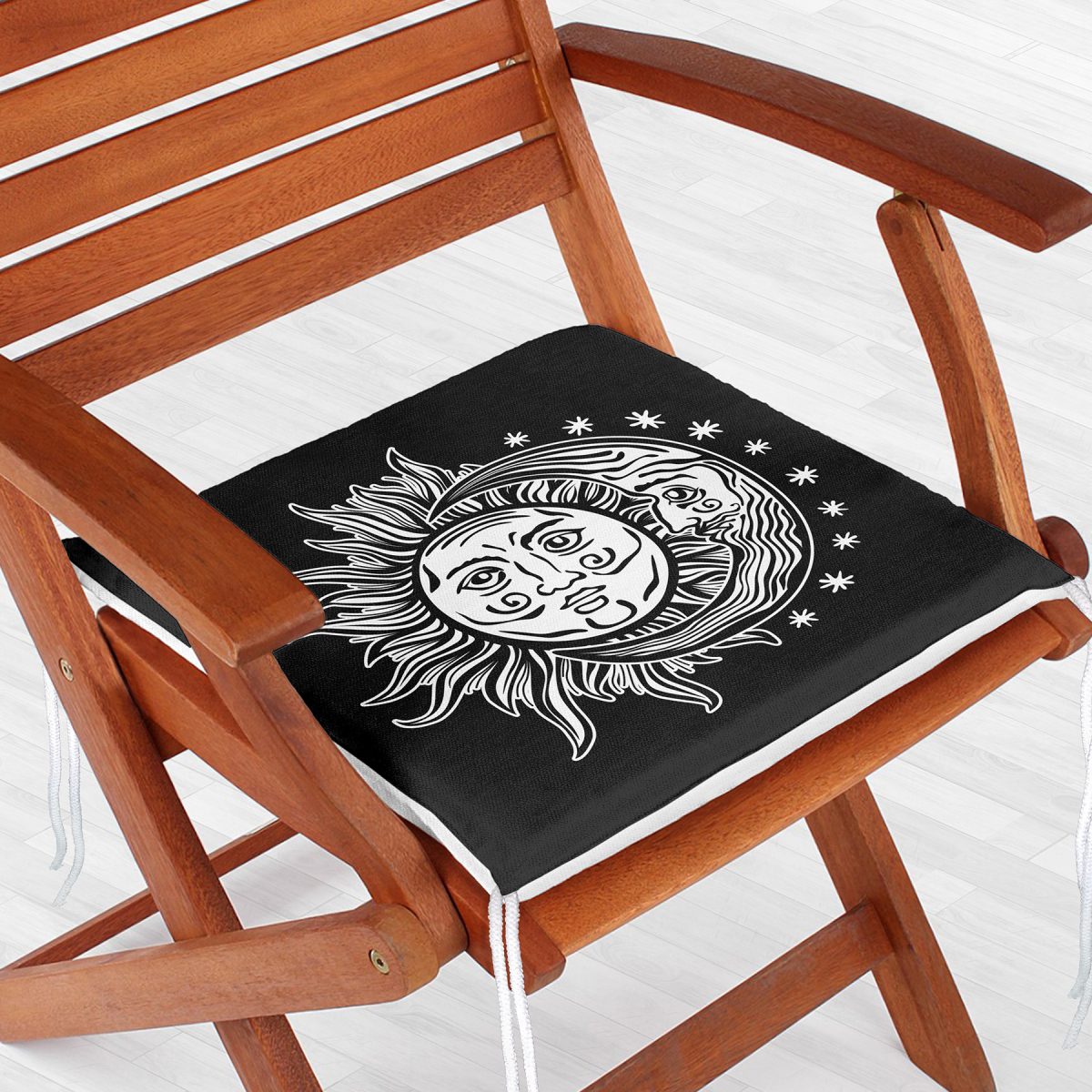 Güneş Ay Yıldızlı Dekoratif Fermuarlı Sandalye Minderi Realhomes