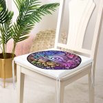 RealHomes Beyaz Zeminde Renkli Üçüncü Göz Motifli Fermuarlı Sandalye Minderi Realhomes