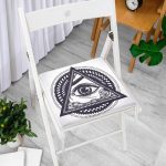 Beyaz Zeminde Lacivert Üçüncü Göz Dijital Baskılı Dekoratif Fermuarlı Sandalye Minderi Realhomes