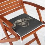 Gri Zeminde Kuru Kafa Motifli Özel Tasarım Fermuarlı Sandalye Minderi Realhomes