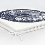 Beyaz Zeminde Lacivert Pusula Motifli Fermuarlı Sandalye Minderi Realhomes