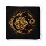 Siyah Zeminde Gold Hilal İçerisinde Üçüncü Göz Motifli Dijital Baskılı Fermuarlı Sandalye Minderi Realhomes