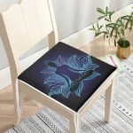 Mavi Neon Motifli Yoga Desenli Özel Tasarım Fermuarlı Sandalye Minderi Realhomes