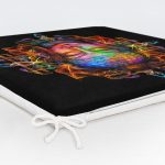 Siyah Zeminde Neon Buda Dekoratif Fermuarlı Sandalye Minderi Realhomes