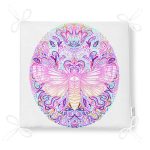 Beyaz Zeminde Renkli Kelebek Özel Tasarım Fermuarlı Sandalye Minderi Realhomes