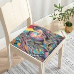 Sulu Boya Tüy Motifli Renkli Kadın Özel Tasarım Fermuarlı Sandalye Minderi Realhomes