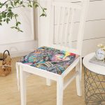 Sulu Boya Tüy Motifli Renkli Kadın Özel Tasarım Fermuarlı Sandalye Minderi Realhomes