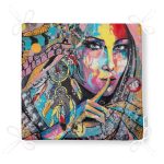 Sulu Boya Tüy Motifli Renkli Kadın Özel Tasarım Fermuarlı Sandalye Minderi Realhomes