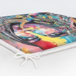 Sulu Boya Tüy Motifli Renkli Kadın Özel Tasarım Fermuarlı Sandalye Minderi Realhomes