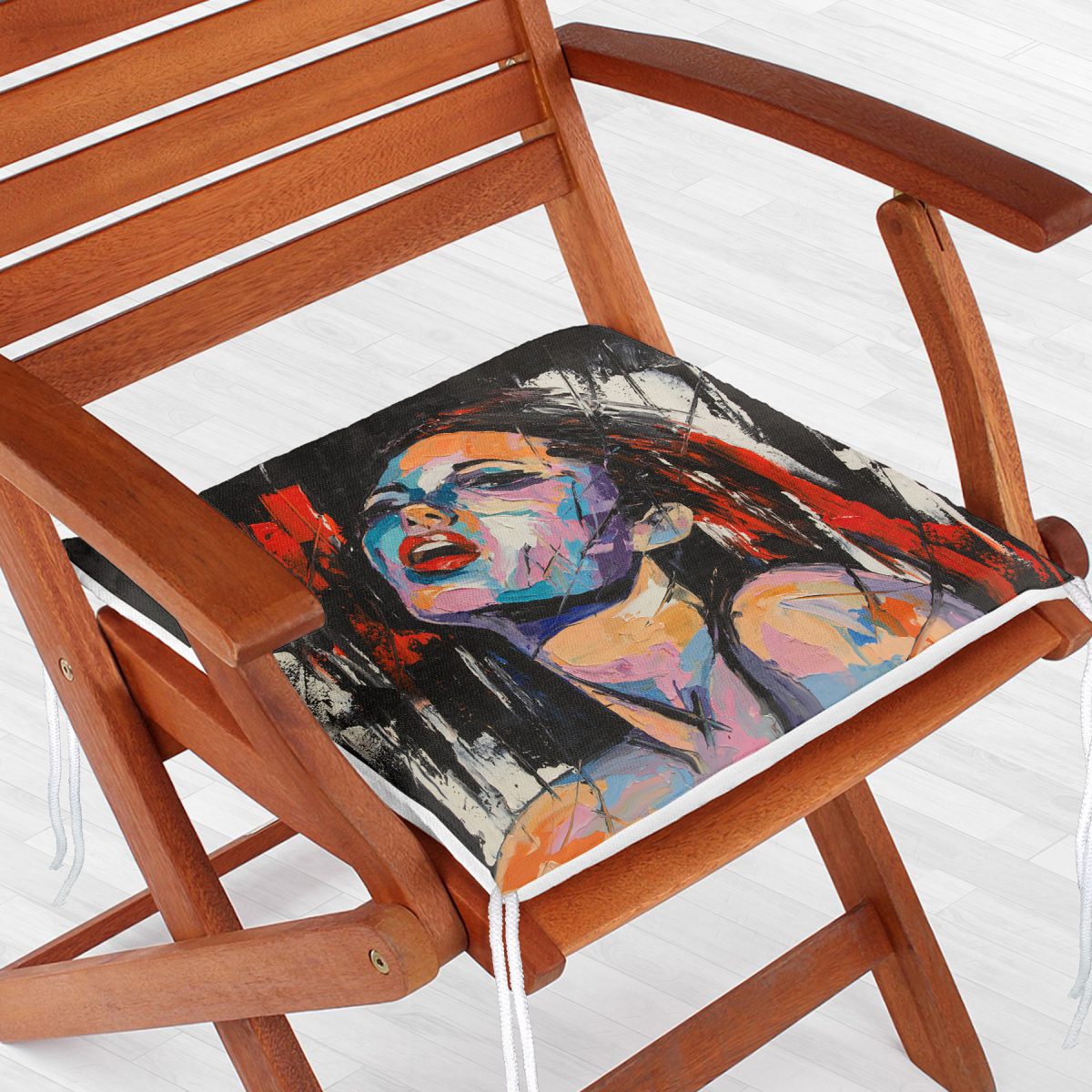 Sulu Boya Fashion Women Dijital Baskılı Fermuarlı Sandalye Minderi Realhomes