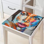 Sulu Boyalı Kadın Yüzlü Dekoratif Modern Fermuarlı Sandalye Minderi Realhomes