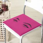 RealHomes Fuşya Zeminde Kirpik Motifli Özel Tasarım Fermuarlı Sandalye Minderi Realhomes