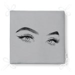 RealHomes Gri Zeminde Kirpik Motifli Özel Tasarım Fermuarlı Sandalye Minderi Realhomes