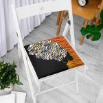 Siyah Ve Karamel Zeminde Zenci Kadın Dijital Baskılı Fermuarlı Sandalye Minderi Realhomes