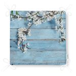 Mavi Ahşap Zeminli Bahar Motifli Fermuarlı Sandalye Minderi Realhomes