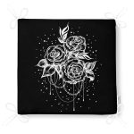 Siyah Zeminde Gül Baskılı Modern Fermuarlı Sandalye Minderi Realhomes