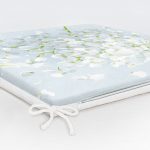 Mavi Zeminde Beyaz Ortanca Çiçeği Baskılı Fermuarlı Sandalye Minderi Realhomes