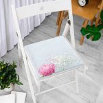 Mavi Zeminde Fuşya Beyaz Ortanca Çiçeği Baskılı Fermuarlı Sandalye Minderi Realhomes