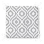 Özel Tasarım Gri İkat Desenli Dijital Baskılı Fermuarlı Sandalye Minderi Realhomes