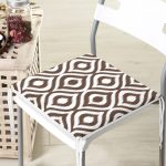 Özel Tasarım Kahve İkat Desenli Dijital Baskılı Fermuarlı Sandalye Minderi Realhomes