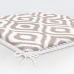 Özel Tasarım Vizon İkat Desenli Dijital Baskılı Fermuarlı Sandalye Minderi Realhomes