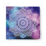 Gökkuşağı Zemininde Beyaz Mandala Çizimli Dekoratif Fermuarlı Sandalye Minderi Realhomes