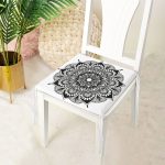 Beyaz Zeminde Çiçek Mandala Desenli Fermuarlı Sandalye Minderi Realhomes