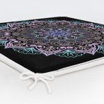 Siyah Zeminde Pembe Mavi Mandala Desenli Modern Fermuarlı Sandalye Minderi Realhomes