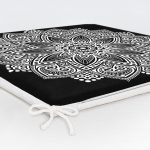 Siyah Beyaz Mandala Tasarımlı Dekoratif Fermuarlı Sandalye Minderi Realhomes