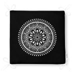 Siyah Beyaz Çiçek Desenli Mandala Motifli Fermuarlı Sandalye Minderi Realhomes