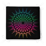 Siyah Zeminde Pembe Yeşil Mandala Motifli Fermuarlı Sandalye Minderi Realhomes