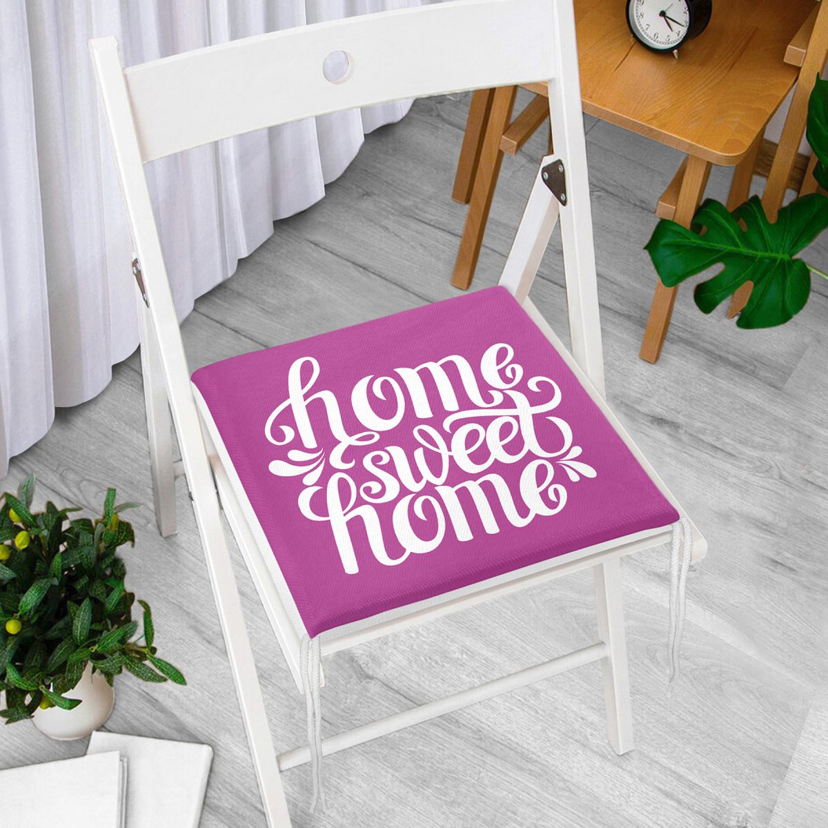 Home Sweet Home Dekorati Kare Sandalye Minderi 40x40cm Fermuarlı Realhomes