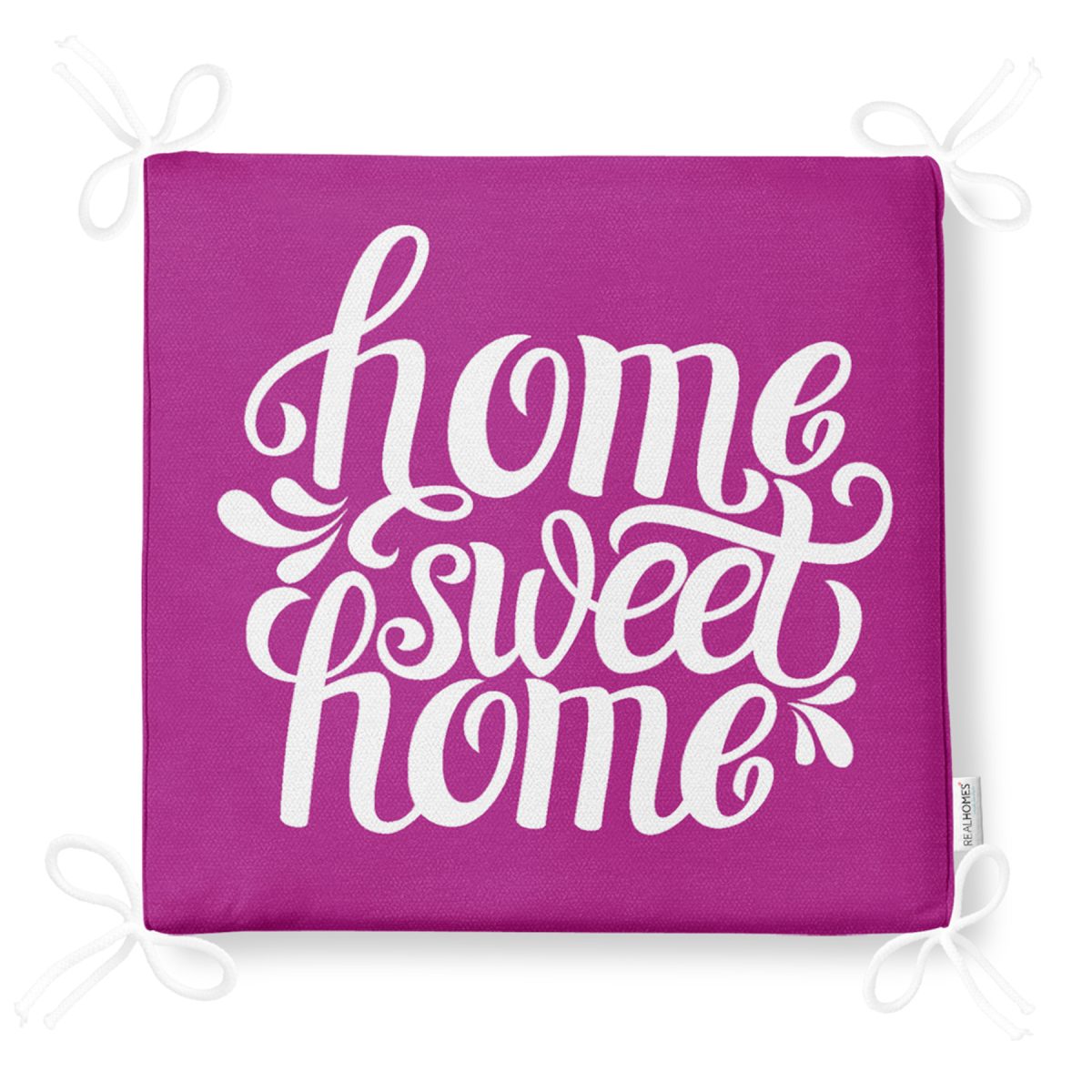 Home Sweet Home Dekorati Kare Sandalye Minderi 40x40cm Fermuarlı Realhomes