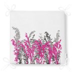 Beyaz Zeminde Gri Ve Fuşya Çiçek Baskılı Fermuarlı Sandalye Minderi Realhomes