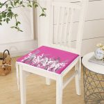 Fuşya Zeminde Beyaz Ve Gri Çiçek Motifli Fermuarlı Sandalye Minderi Realhomes