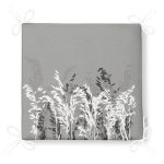 Gri Zeminde Beyaz Çiçek Motifli Özel Tasarım Fermuarlı Sandalye Minderi Realhomes