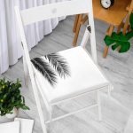 Siyaz Beyaz Palmiye Yaprakları Dijital Baskılı Fermuarlı Sandalye Minderi Realhomes