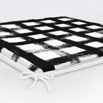 Siyah Zeminde Geometrik Kare Motifli Dekoratif Fermuarlı Sandalye Minderi Realhomes