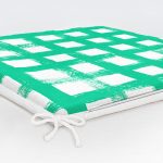 Yeşil Zeminde Geometrik Kare Motifli Dekoratif Fermuarlı Sandalye Minderi Realhomes