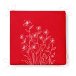 Kırmızı Zemin Üzerinde Çiçek Desenli Fermuarlı Sandalye Minderi Realhomes