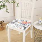 Karakalem Çizim Gül Motiflı Özel Tasarım Fermuarlı Sandalye Minderi Realhomes