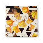 Geometrik Çizimler Üzerinde Gold ÇiÇek Desenkli Fermuarlı Sandalye Minderi Realhomes