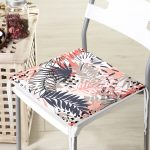 Beyaz Zeminde Renkli Yaprak Desenli Fermuarlı Sandalye Minderi Realhomes