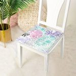 Beyaz Zemin Üzerinde Sulu BoYa Renkli Yaprak Çizimli Modern Fermuarlı Sandalye Minderi Realhomes