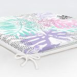 Beyaz Zemin Üzerinde Sulu BoYa Renkli Yaprak Çizimli Modern Fermuarlı Sandalye Minderi Realhomes