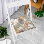 Mermer Zeminde Gold Sulu Boya Çalışması Desenli Fermuarlı Sandalye Minderi Realhomes