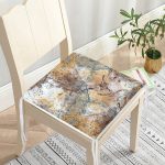 Mermer Zeminde Gold Sulu Boya Çalışması Desenli Fermuarlı Sandalye Minderi Realhomes