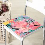 Mavi Zemin Üzerinde Pembe Yaprak Motifli Modern Fermuarlı Sandalye Minderi Realhomes