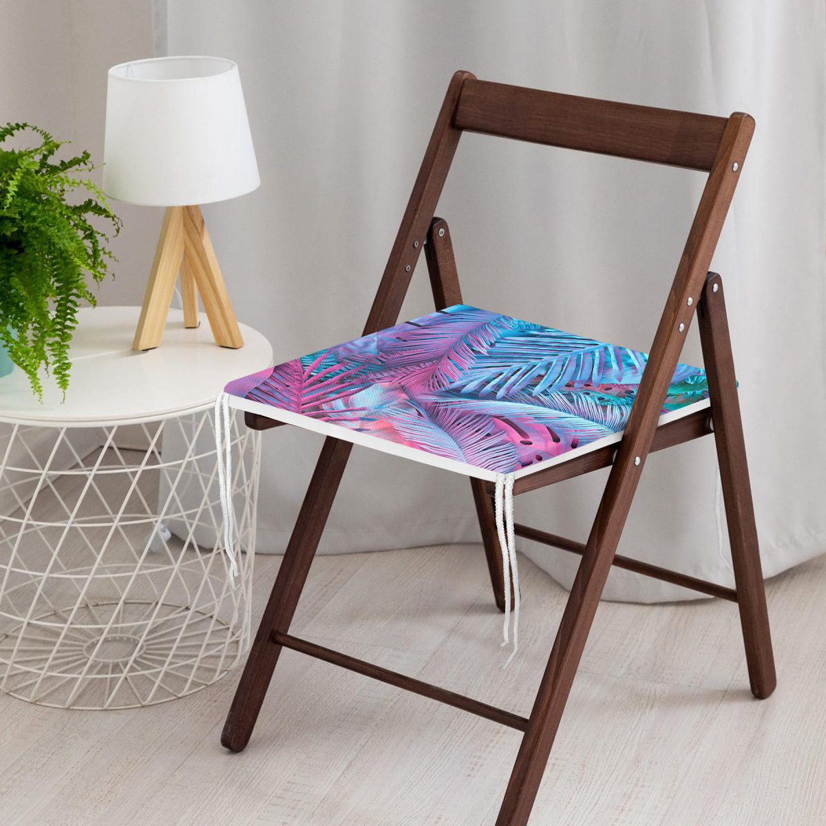 Büyüleyici Renklerde Tropikal Yaprak Desenli Özel Tasarım Fermuarlı Sandalye Minderi Realhomes